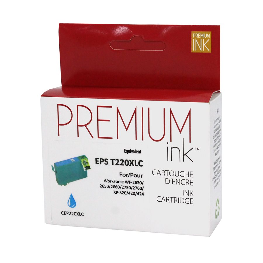 Compatible EPSON T220XL (T220XL220-S) Cyan Inkjet Cartridge Premium Quality - Cartouches Certifiées