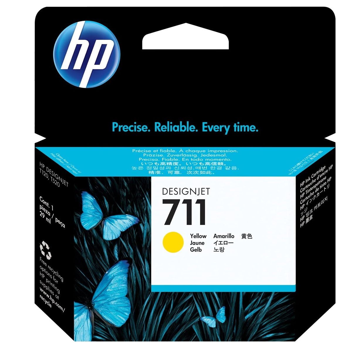 HP 711 - 29ml (CZ132A) Yellow Original Inkjet Cartridge - Cartouches Certifiées