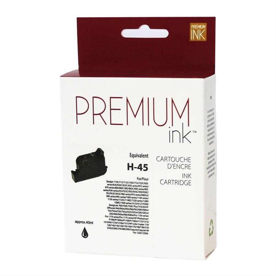 Refurbished HP 45 (51645A) Black Inkjet Cartridge - Cartouches Certifiées