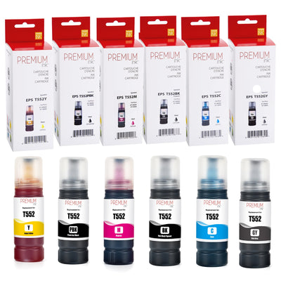Compatible EPSON T552 Set of 6 Black and Color Inkjet Cartridge Premium Quality - Cartouches Certifiées
