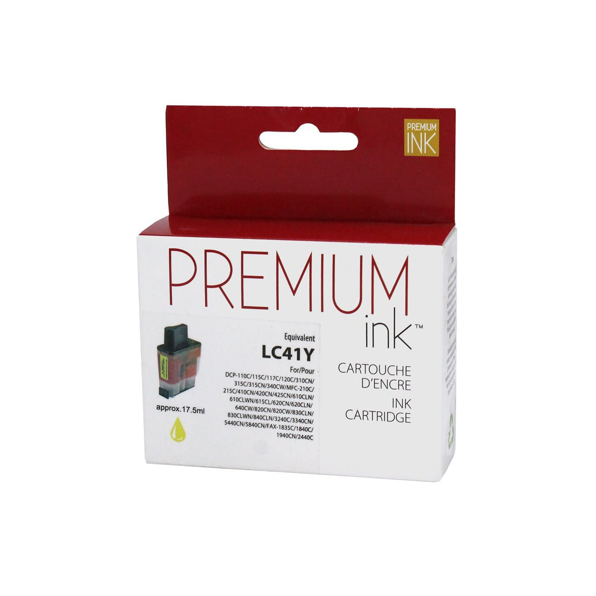 Compatible BROTHER LC41Y Yellow Inkjet Cartridge Premium Quality - Cartouches Certifiées