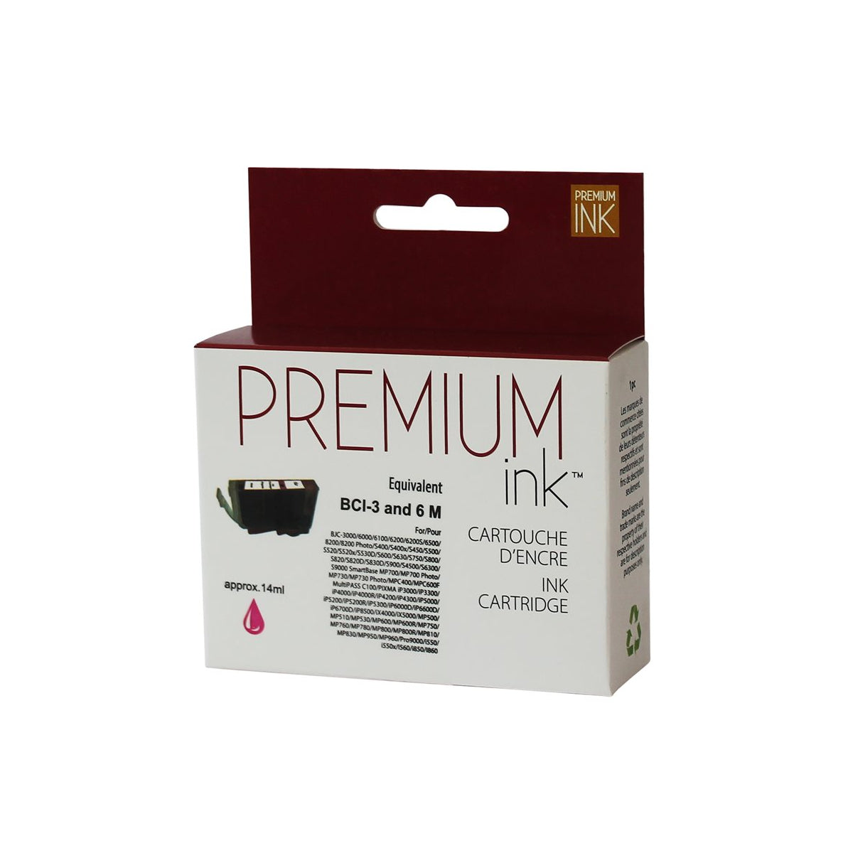 Compatible CANON BCI-3 (4481A003) Magenta Inkjet Cartridge Premium Quality - Cartouches Certifiées