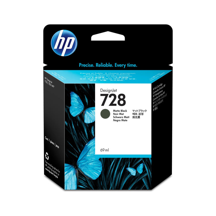 HP 728 - 69ml (F9J64A) Matte Black Original Inkjet Cartridge - Cartouches Certifiées