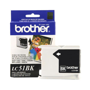 BROTHER LC51BK Black Original Inkjet Cartridge - Cartouches Certifiées