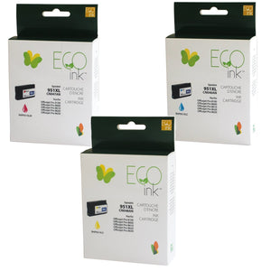 Refurbished HP 951XL Set of 3 Color Inkjet Cartridge - Cartouches Certifiées