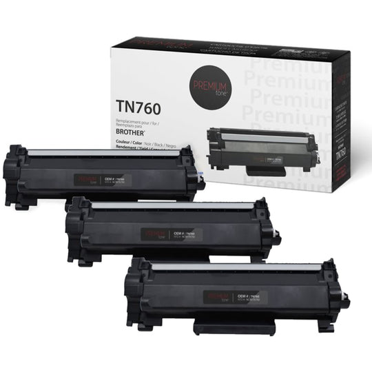 Compatible BROTHER TN-760 Ensemble de 3 Cartouches Laser Noir Qualité supérieure