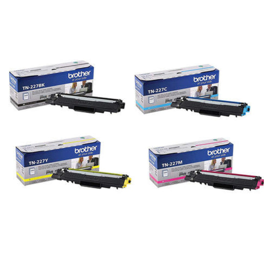 BROTHER TN-227 Ensemble de 4 Cartouche Laser Noir et Couleur Originale