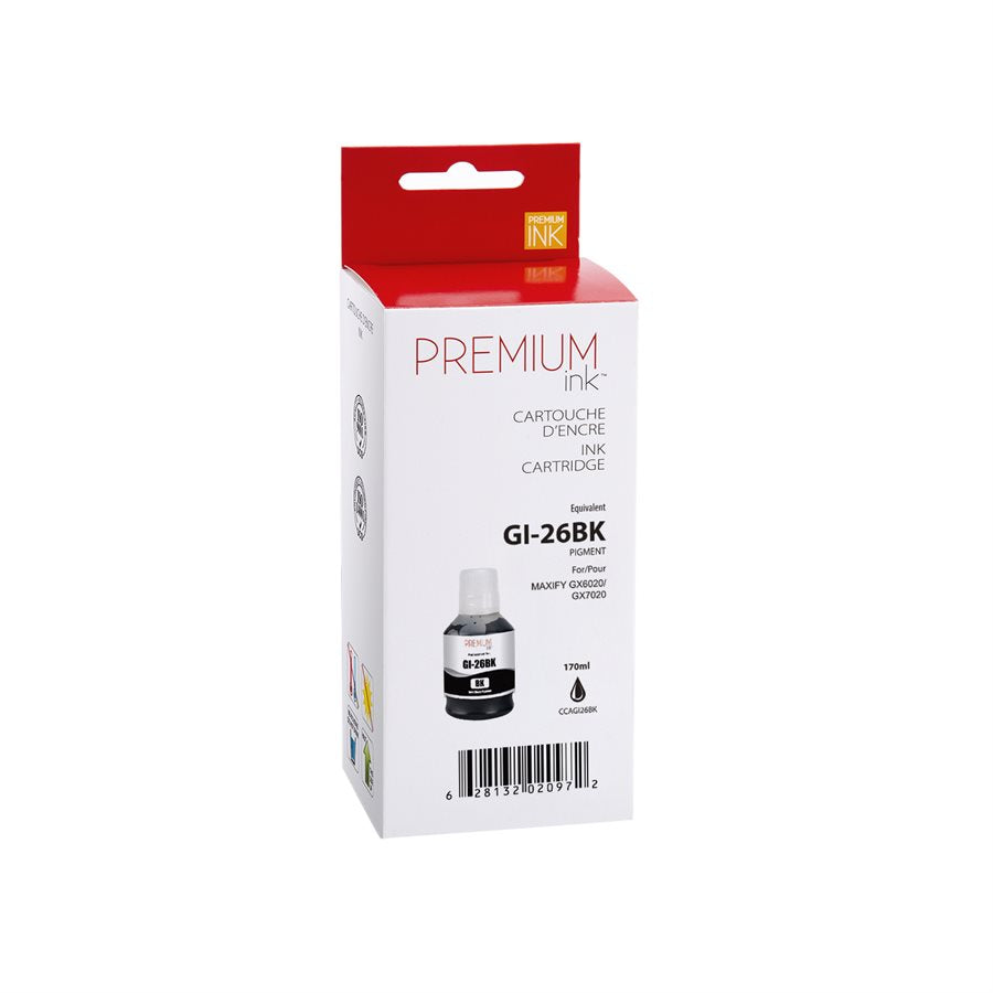 compatible CANON GI-26 - 167ml (4409C001) Black Inkjet Cartridge Premium Quality - Cartouches Certifiées