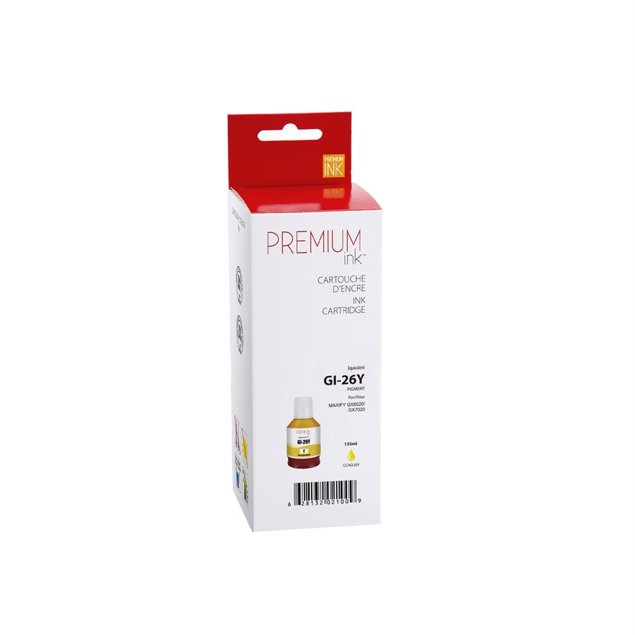 compatible CANON GI-26 - 167ml (4423C001) Yellow Inkjet Cartridge Premium Quality - Cartouches Certifiées