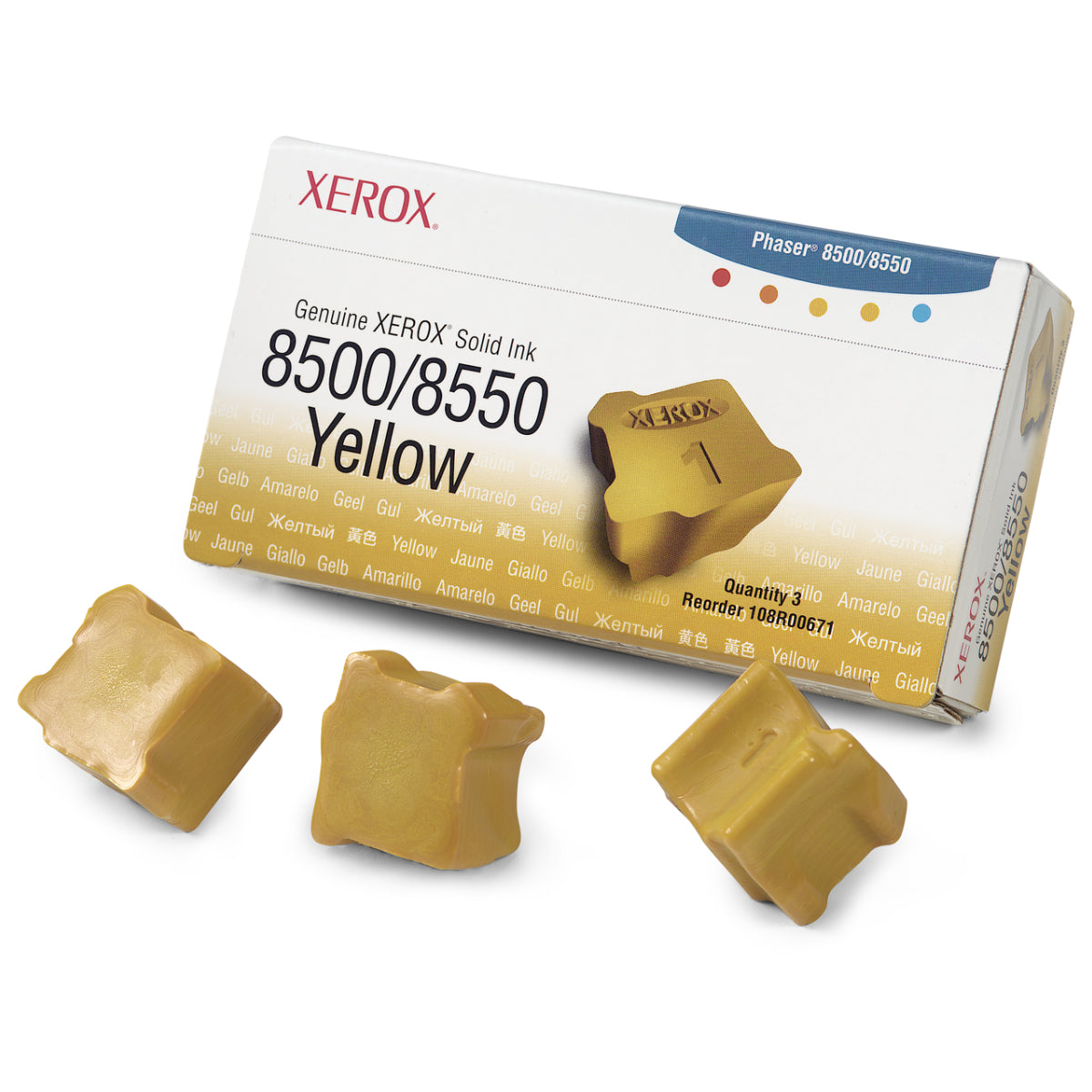 XEROX 108R00671 Phaser 8500/8550 (3 Stick) Yellow Original Solid ink - Cartouches Certifiées