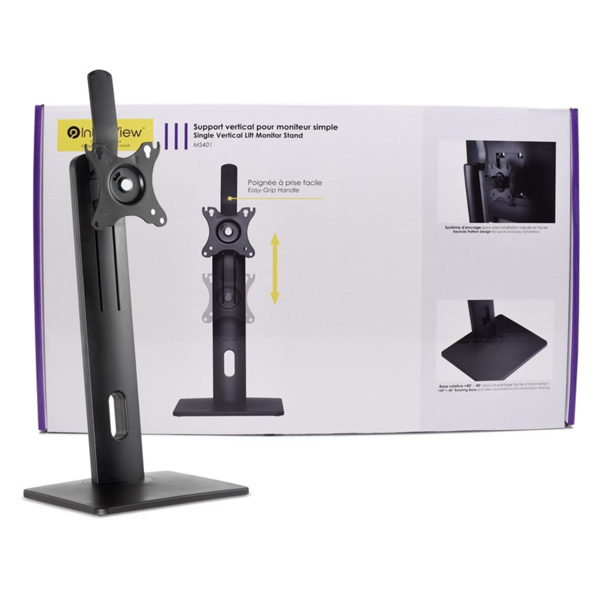 IntekView Support pour 1 écran sur pied ajustement facile