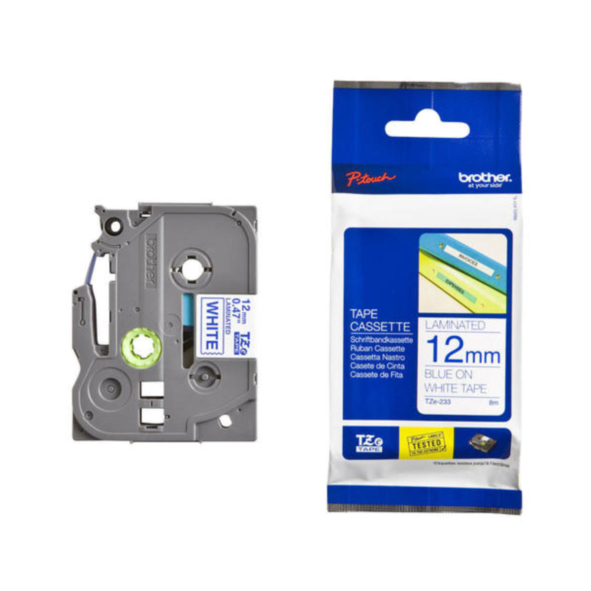 BROTHER TZ-233 Blue on White Original Thermal ribbon - Cartouches Certifiées