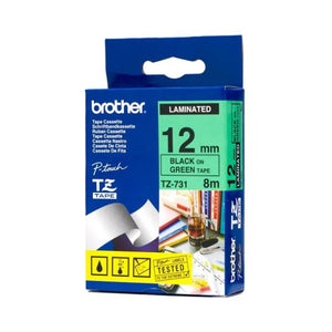 BROTHER TZ-731 Black on Green Original Thermal ribbon - Cartouches Certifiées